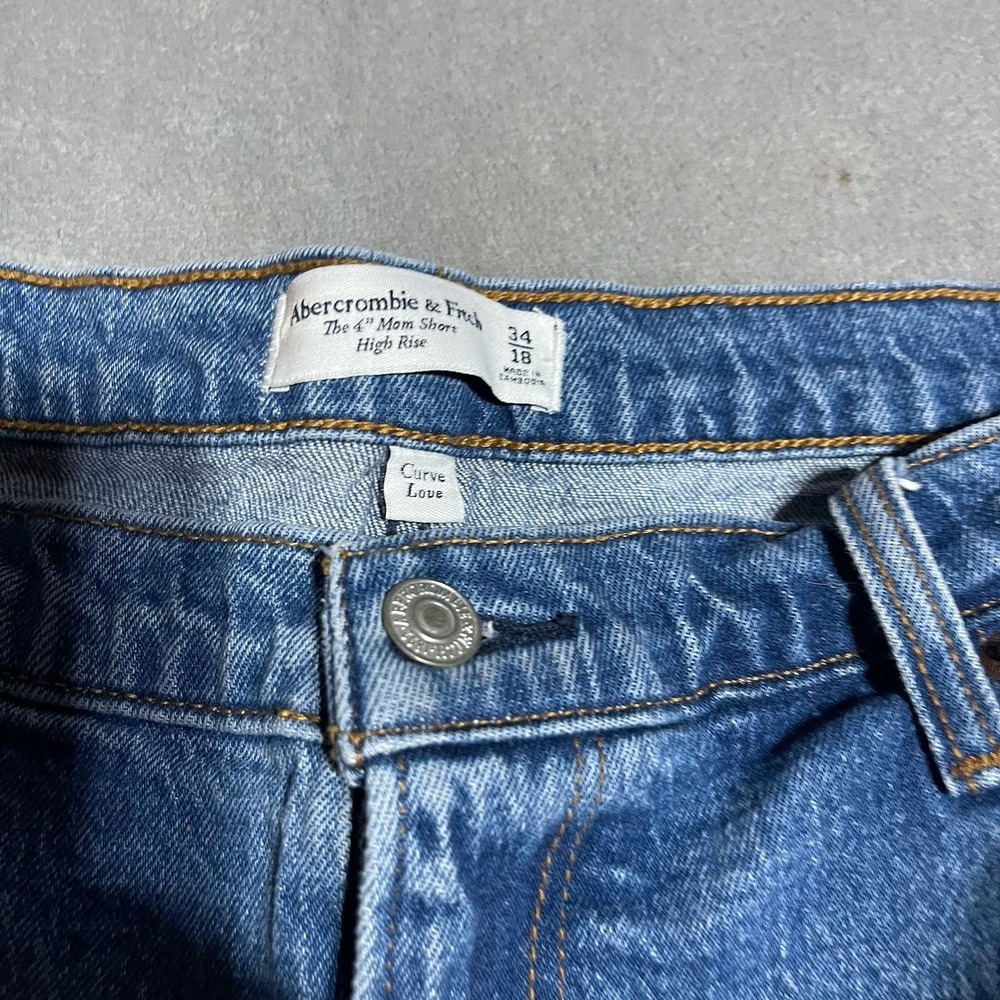 Abercrombie & Fitch The Mom‎ Short Womens 34 Blue Cut Off High Rise Boho - Picture 2 of 6